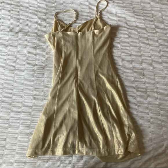 Gold Lulus Mini Ruched Dress - Picture 2 of 3